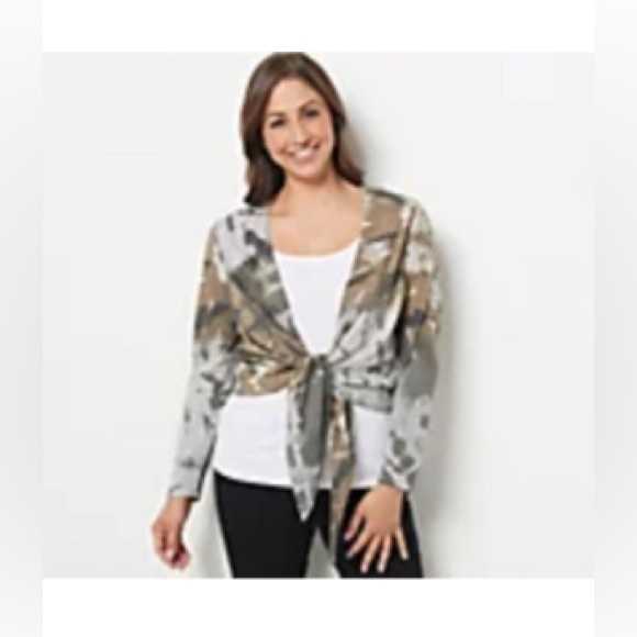 Belle by Kim Gravel Slub Knit Tank Dress + Matching Shrug. Olive Tie Dye. 2X - Picture 13 of 13